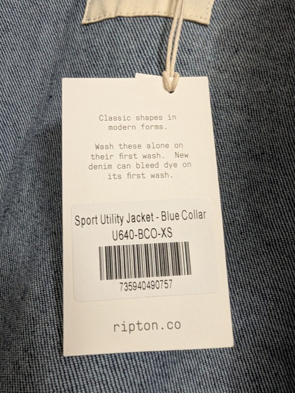 NWT Ripton Sport Utility Jean Jacket Blue Collar - Picture 8 of 14